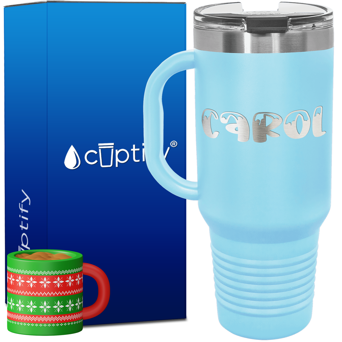 Personalized Frosty Font Style 40oz Christmas Travel Mug