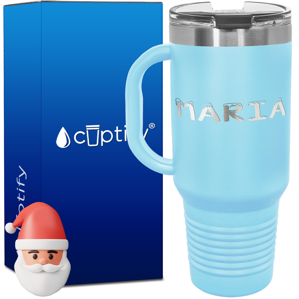 Personalized Snowy Font Style 40oz Christmas Travel Mug