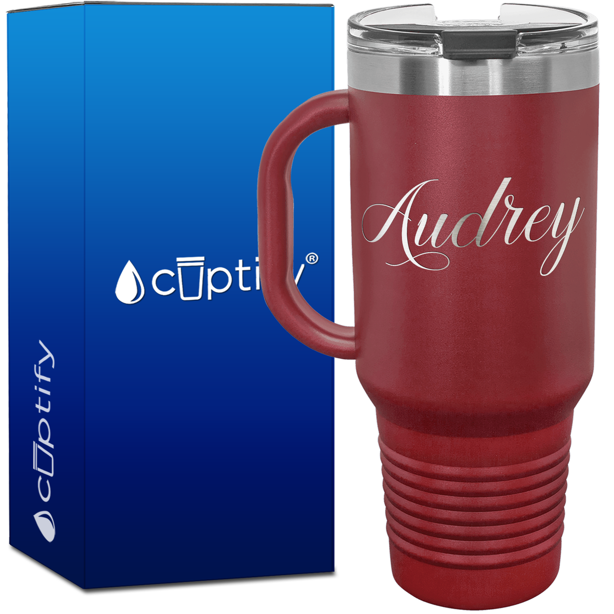 Personalized Audrey Font Style 40oz Personalized Travel Mug