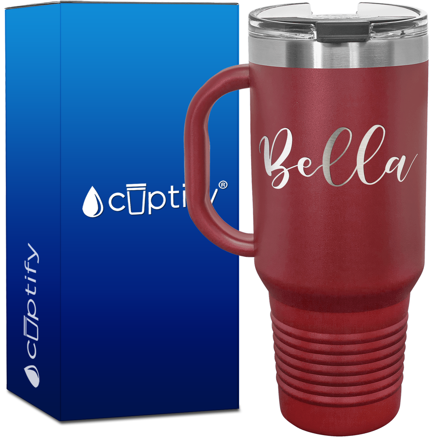 Personalized Bella Font Style 40oz Personalized Travel Mug