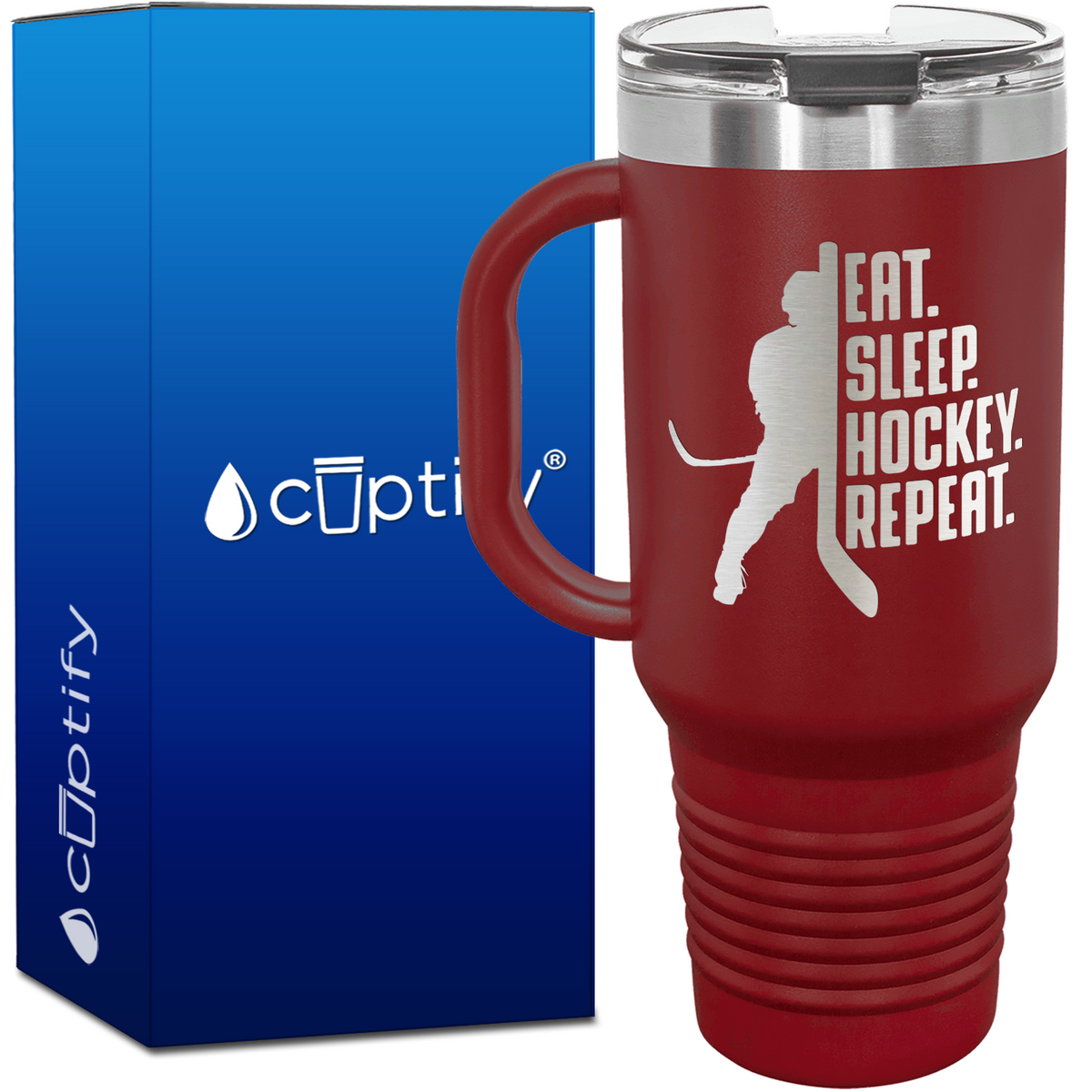 Eat. Sleep. Hockey. Repeat. 40oz Travel Mug