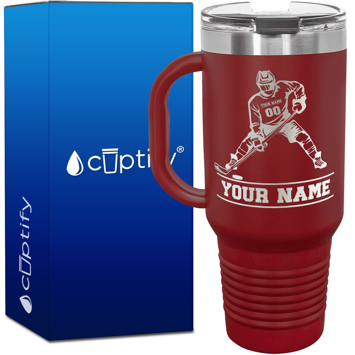 Personalized Hockey Player 40oz Hockey Travel Mug