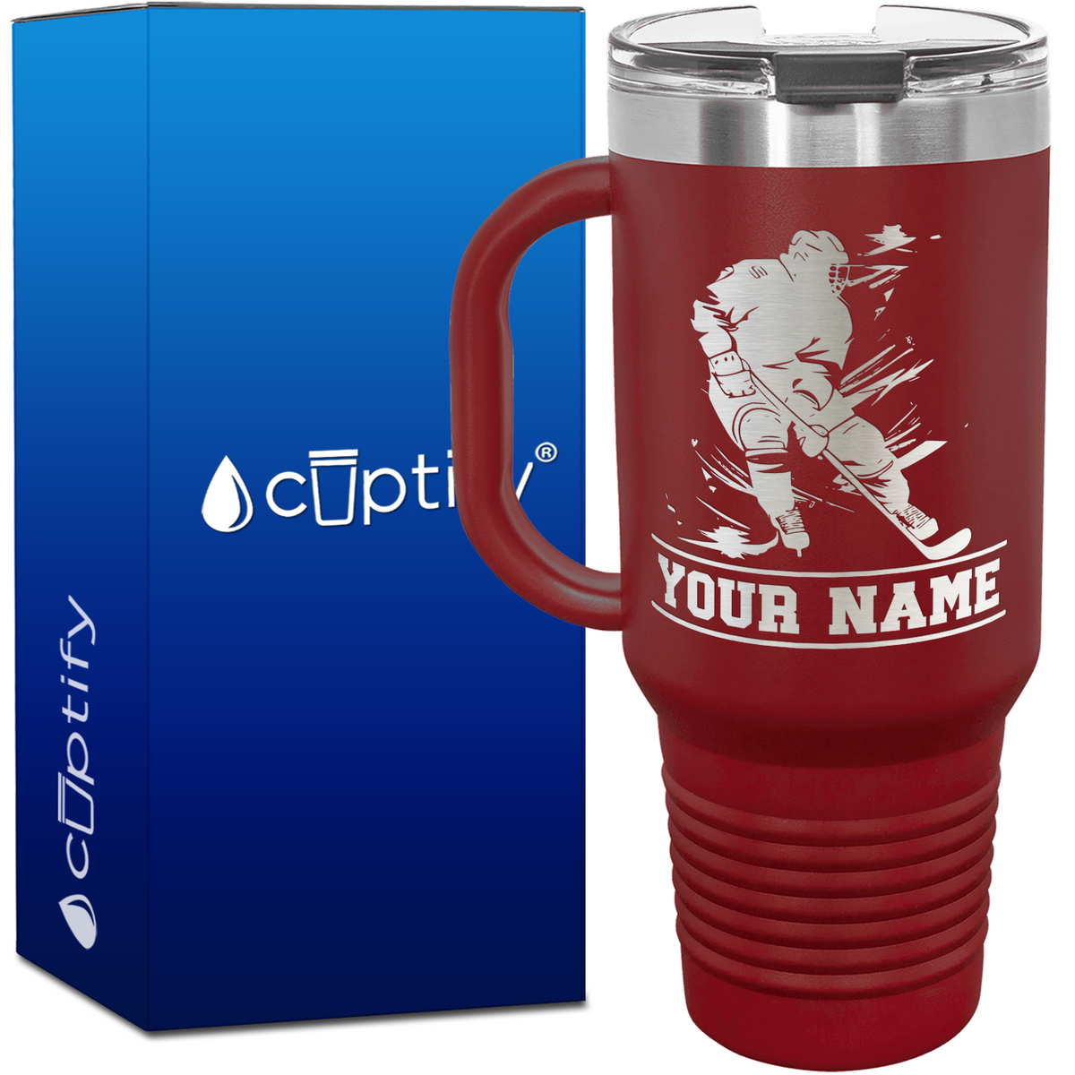 Personalized Skating Hockey Player.40oz Travel Mug