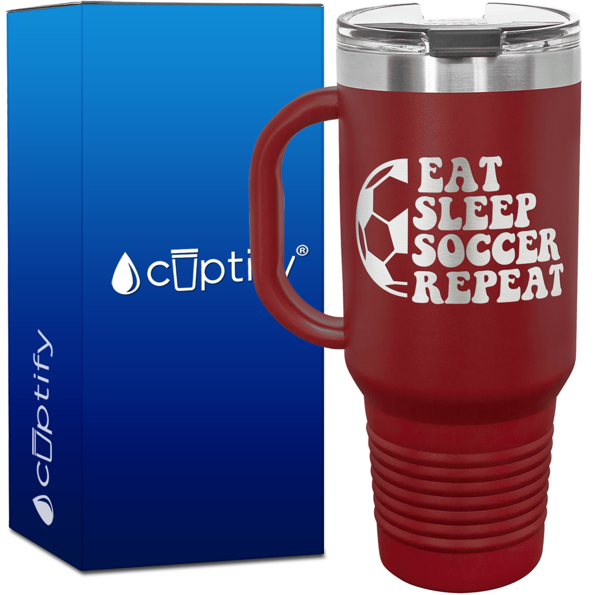 Eat Sleep Soccer Repeat Soccer Ball 40oz Soccer Travel Mug