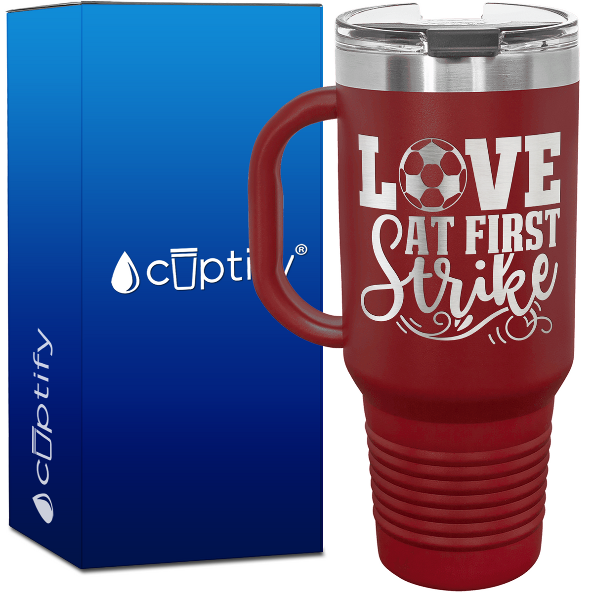 Love at First Strike 40oz Soccer Travel Mug