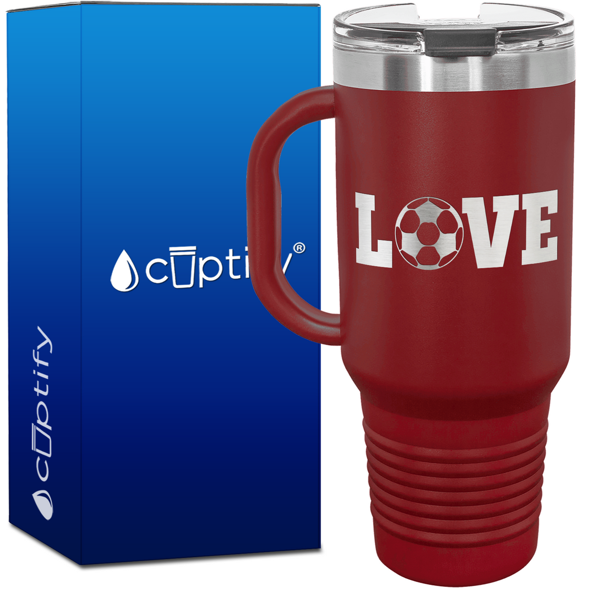 Love Soccer Ball 40oz Soccer Travel Mug