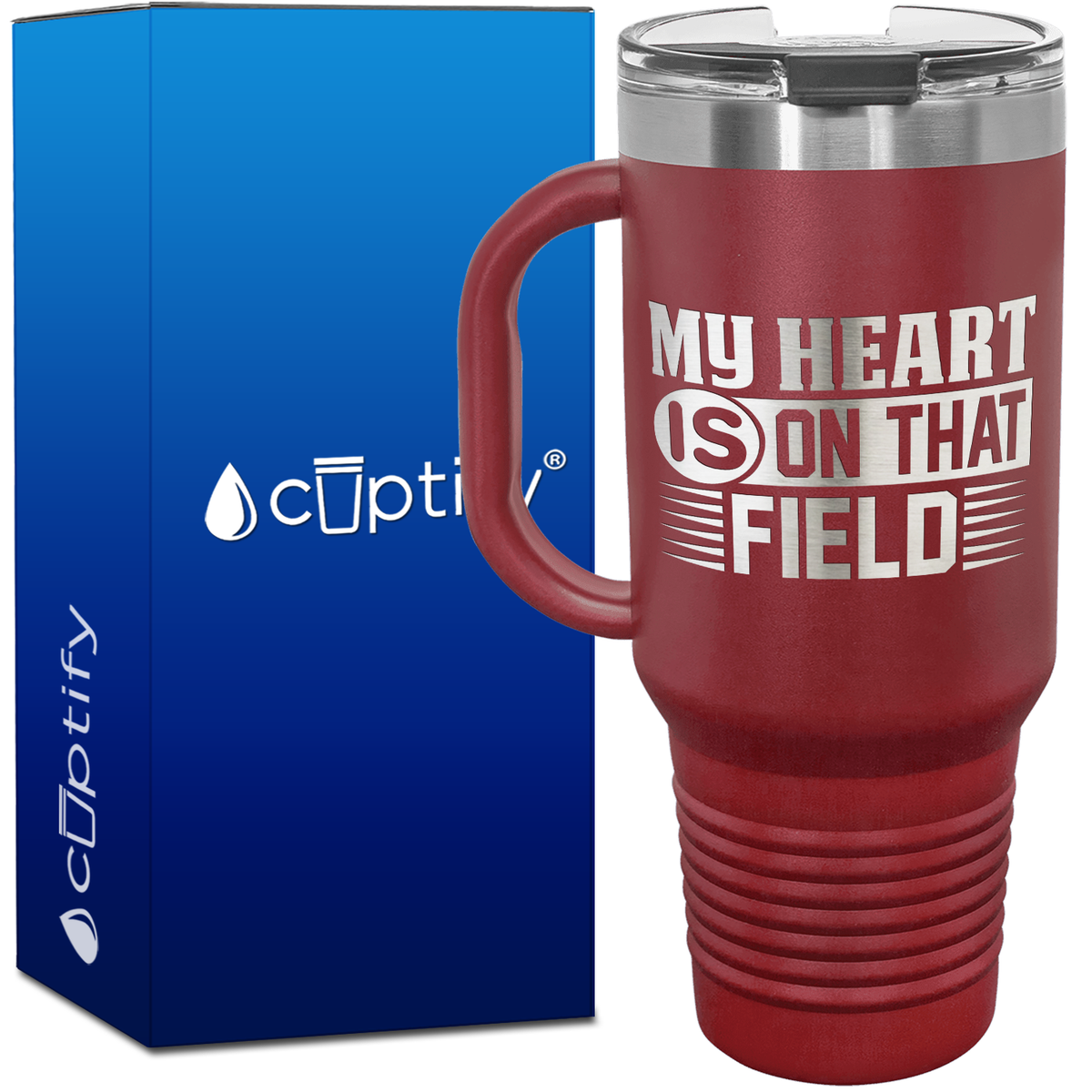 My Heart is on that Field 40oz Soccer Travel Mug