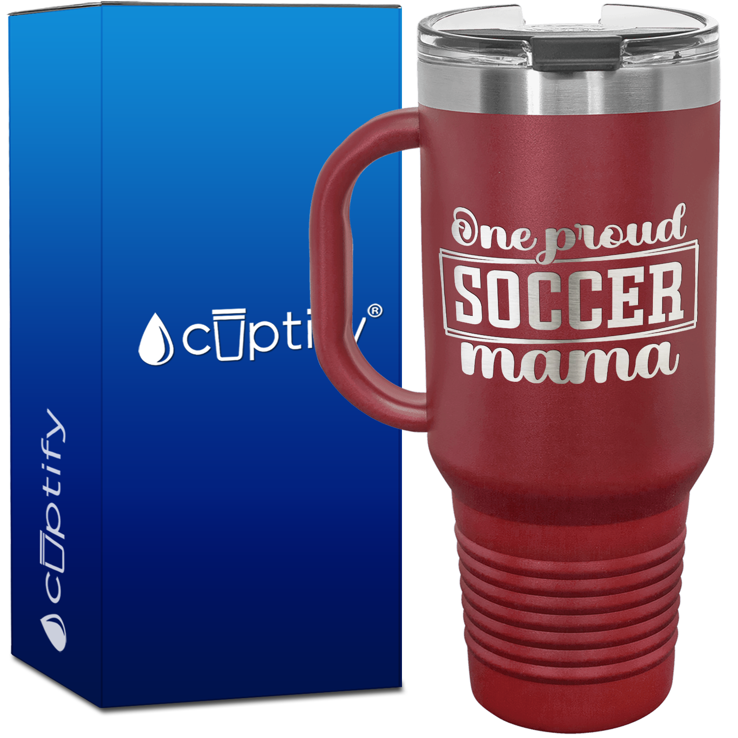 One Proud Soccer Mama 40oz Soccer Travel Mug