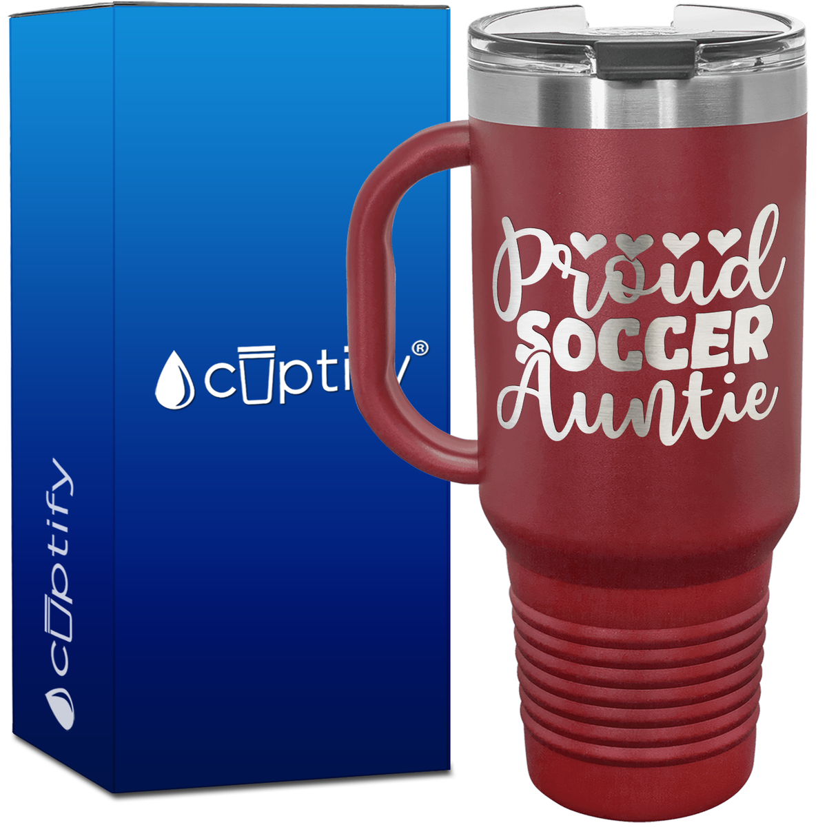 Proud Soccer Auntie  40oz Soccer Travel Mug