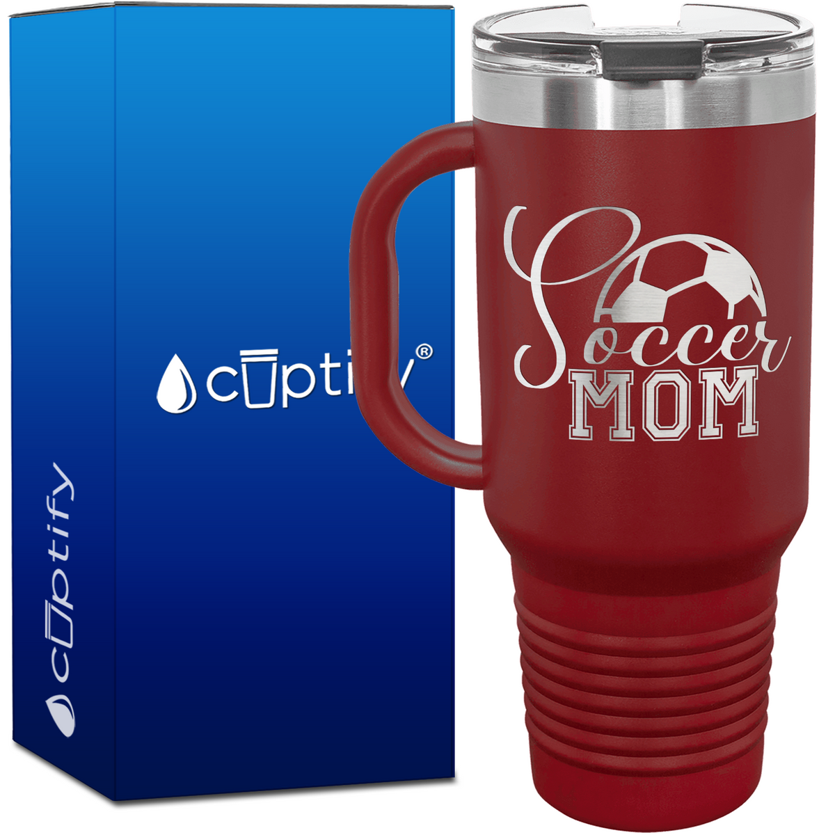 Soccer Mom with Ball 40oz Soccer Travel Mug