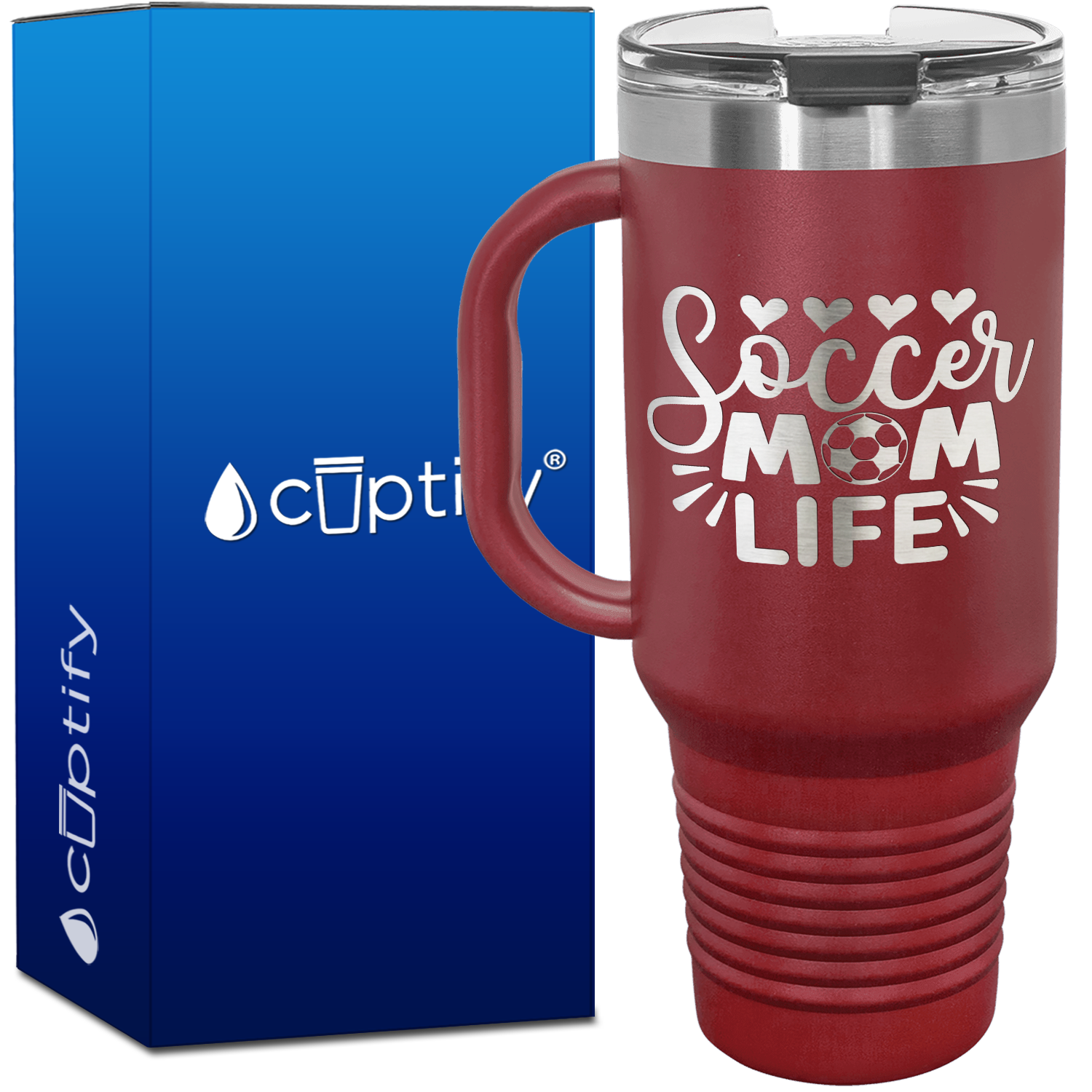 Soccer Mom Life Hearts 40oz Soccer Travel Mug