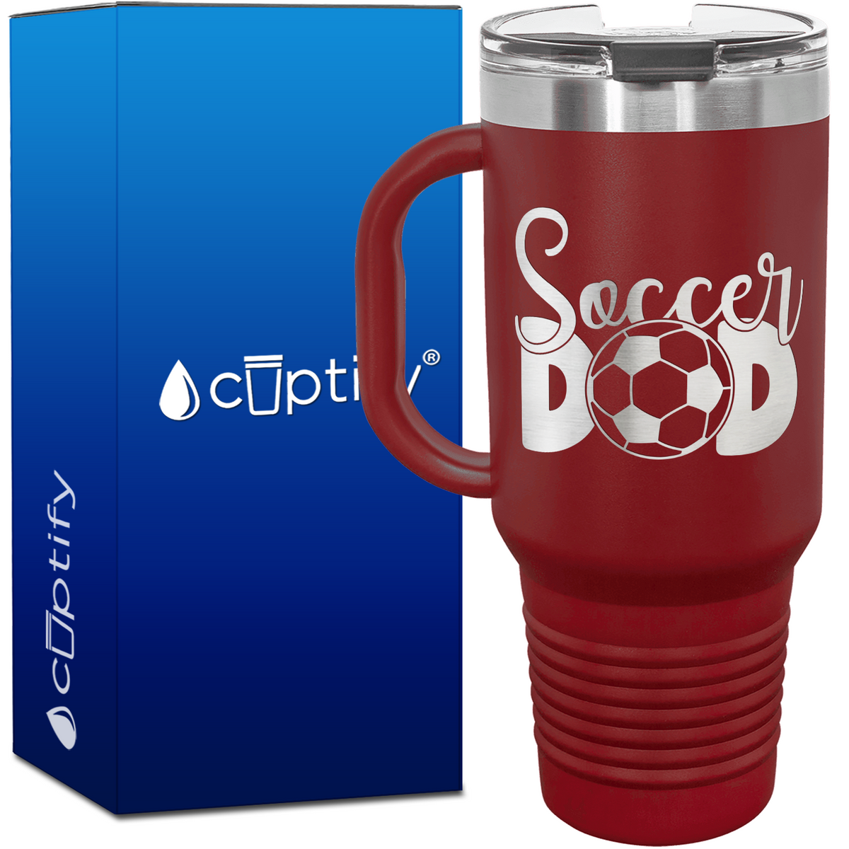 Soccer Dad with Ball 40oz Soccer Travel Mug