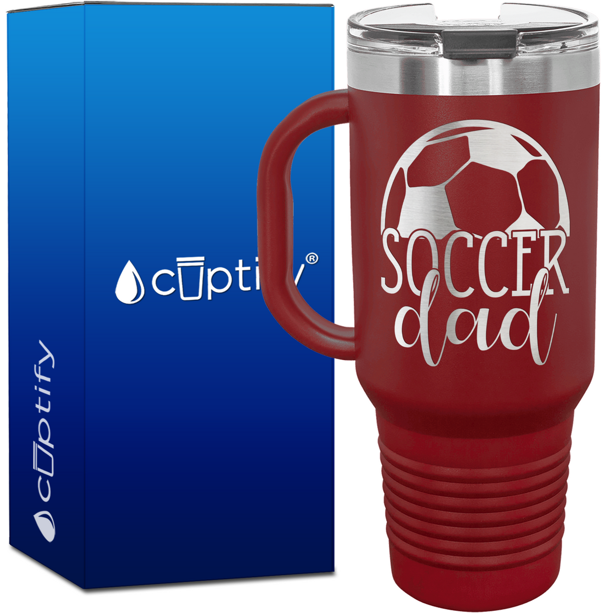 Soccer Dad with Ball on Top 40oz Soccer Travel Mug