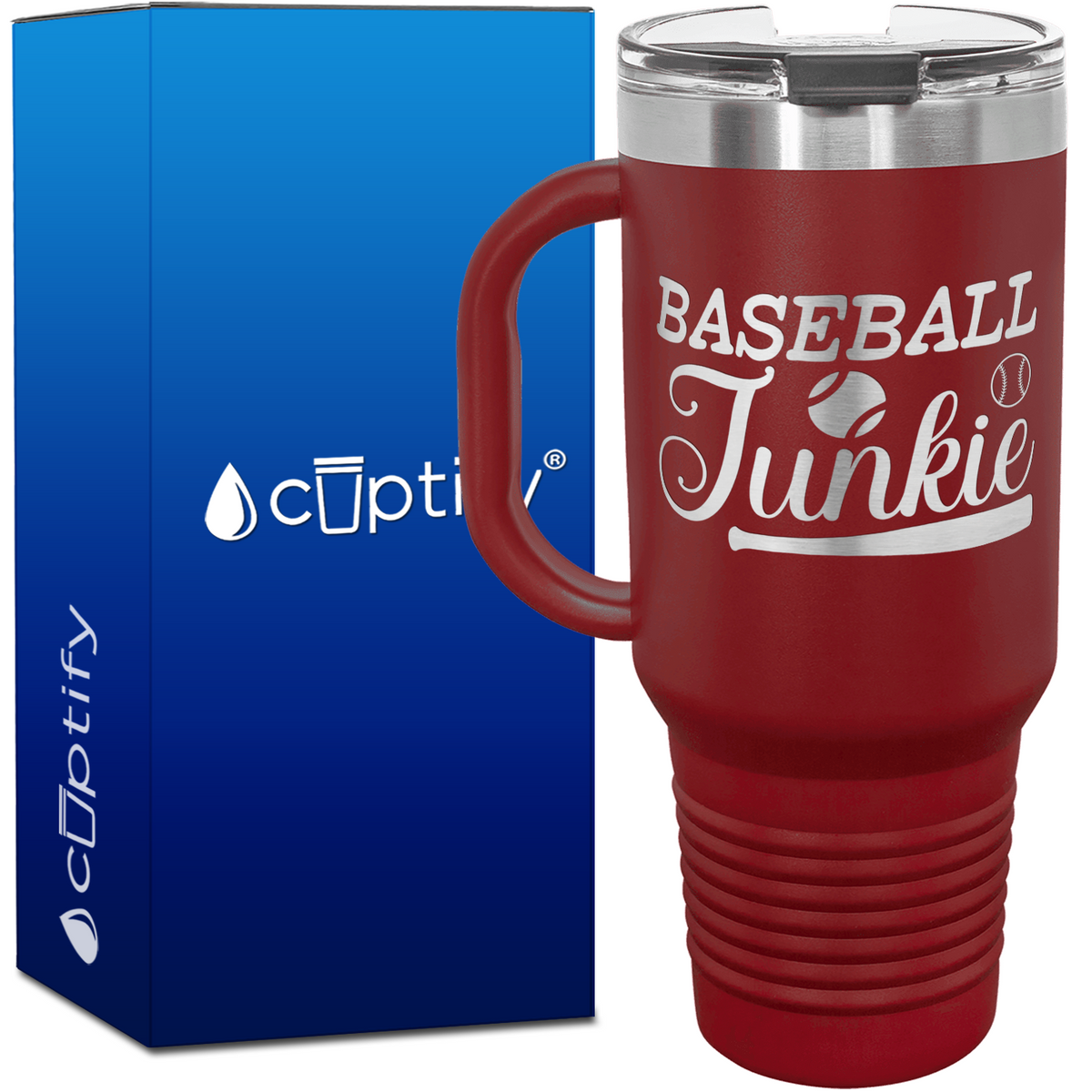 Baseball Junkie 40oz Baseball Travel Mug