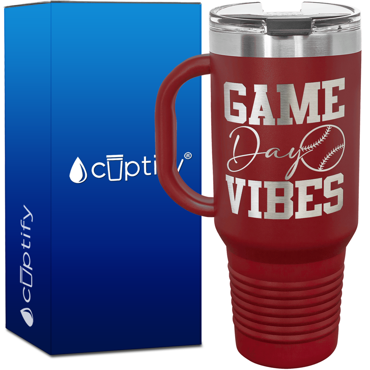 Game Day Vibes Baseball 40oz Baseball Travel Mug