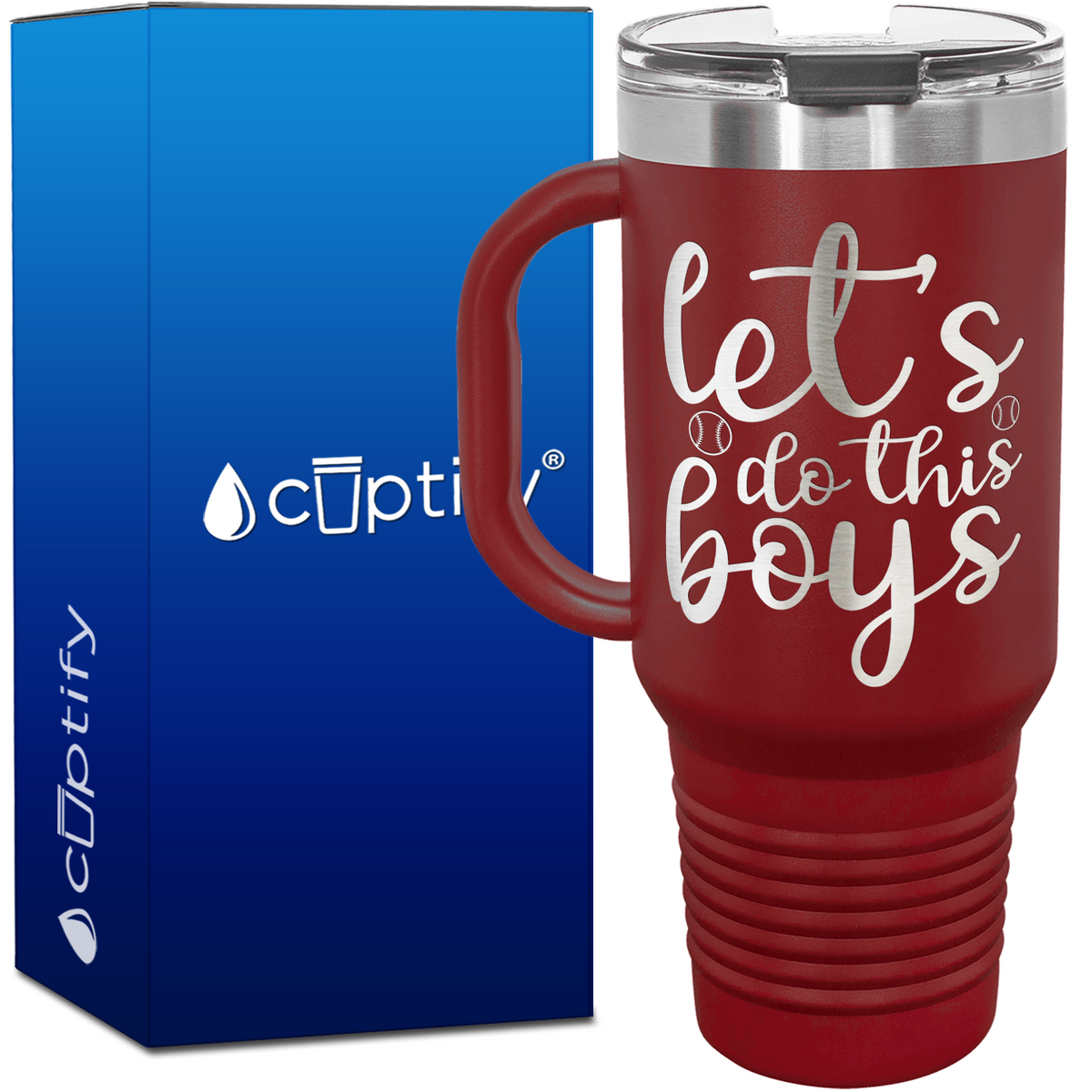 Let's Do This Boys Baseball 40oz Baseball Travel Mug