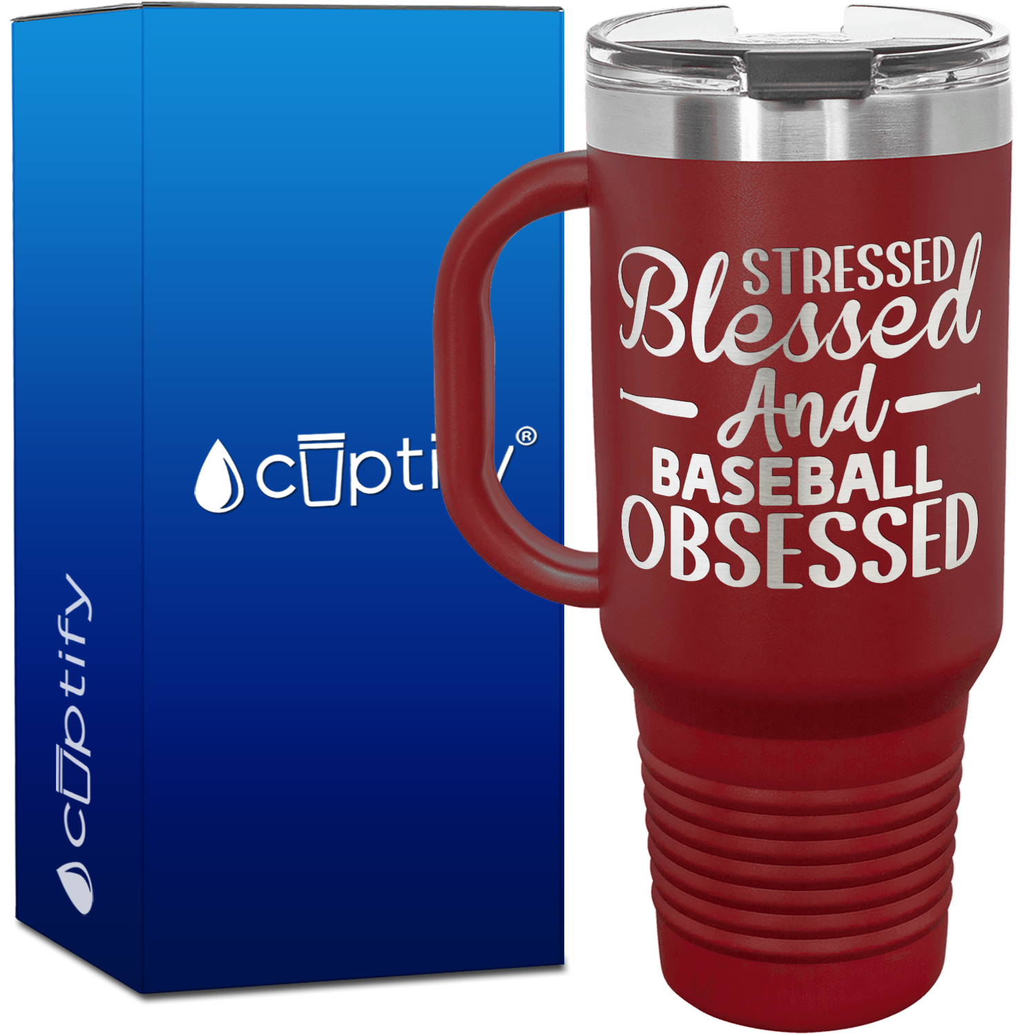 Stressed Blessed and Baseball Obsessed 40oz Baseball Travel Mug
