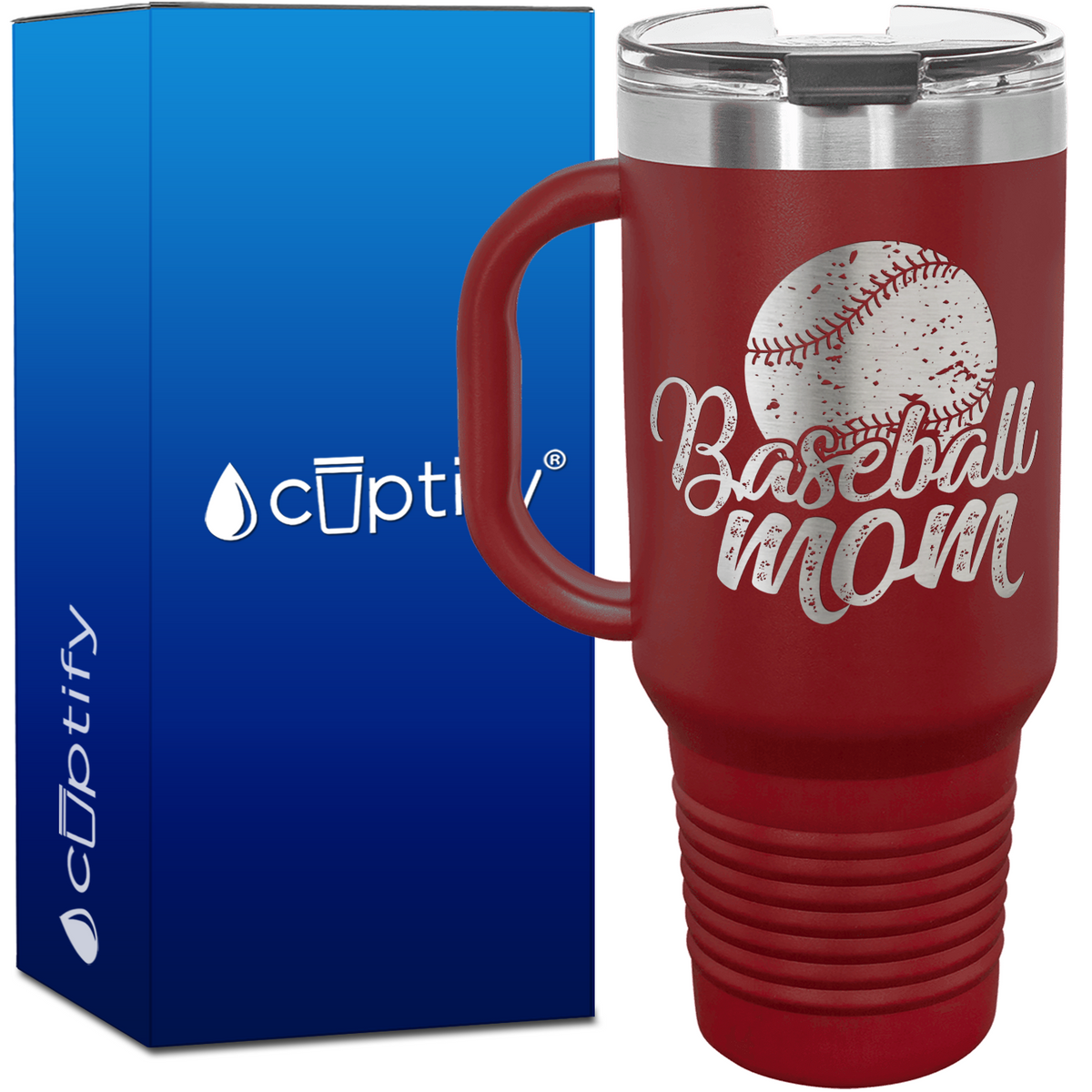 Baseball Mom Distressed 40oz Baseball Travel Mug