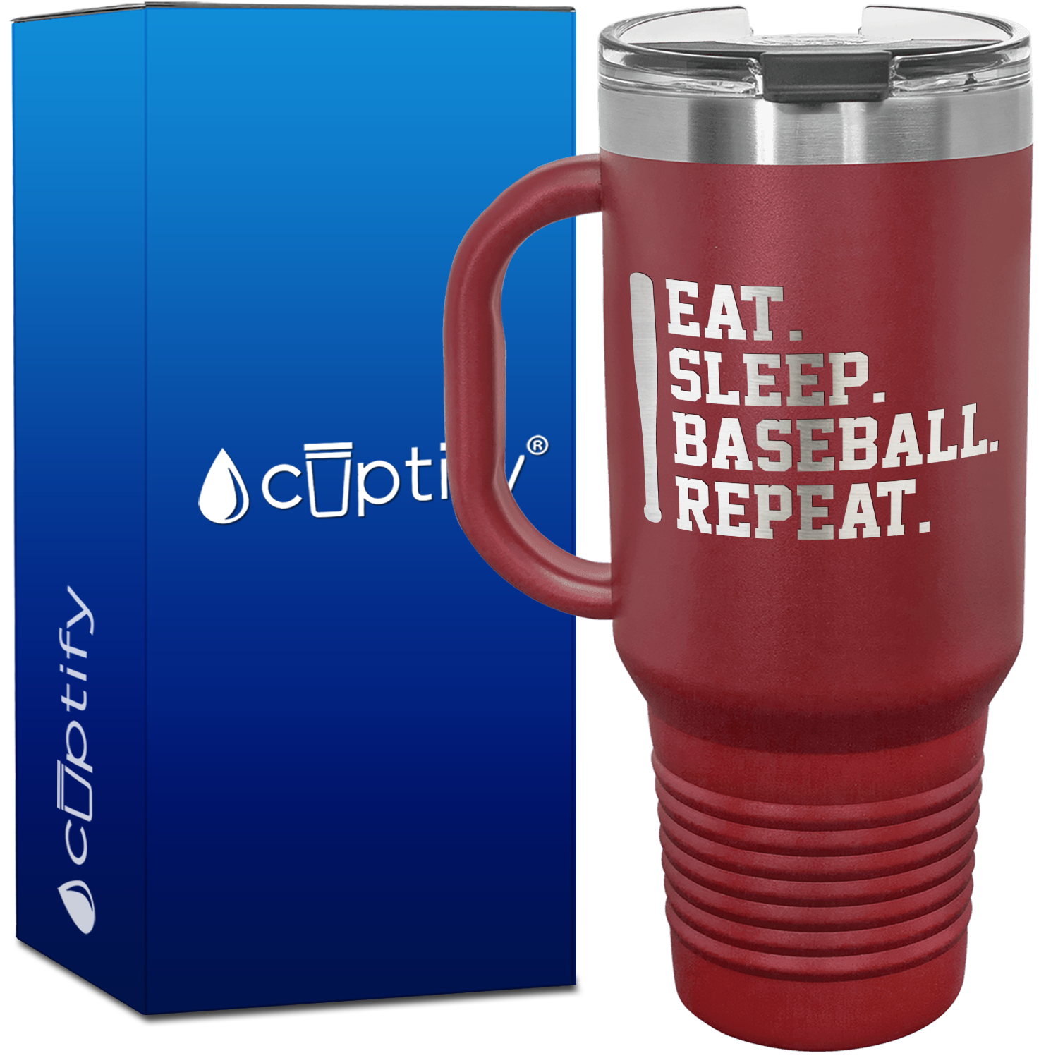Eat. Sleep. Baseball. Repeat. Bat 40oz Baseball Travel Mug