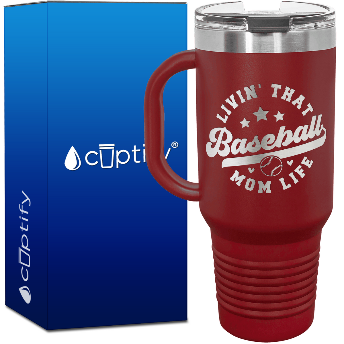 Livin' That Baseball Mom Life 40oz Baseball Travel Mug