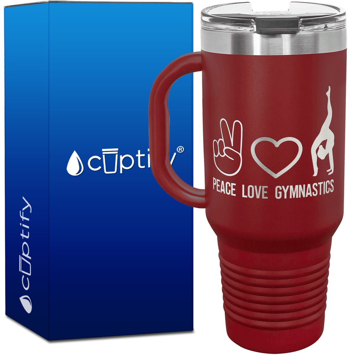 Peace Love Gymnastics 40oz Gymnastics Travel Mug