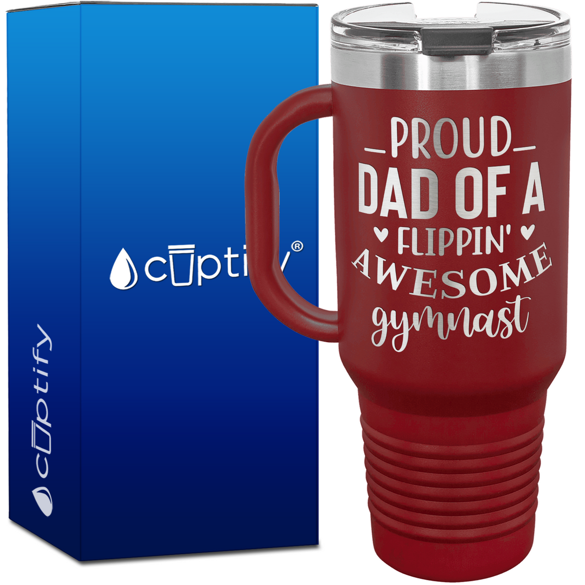 Proud Dad of a Flippin' Awesome Gymnast 40oz Gymnastics Travel Mug