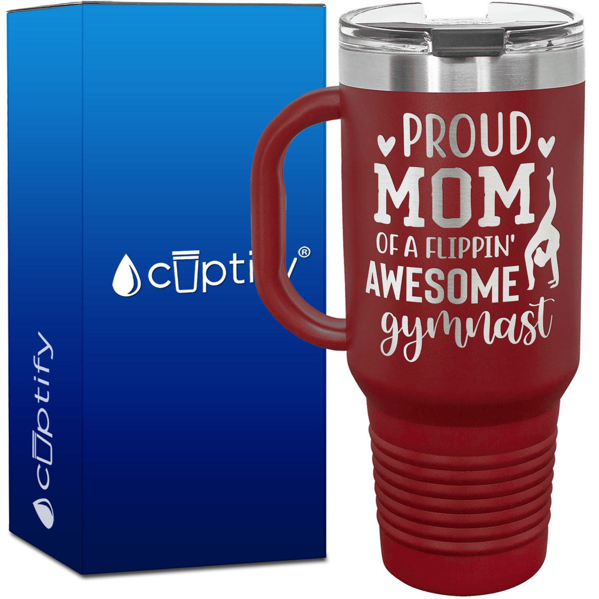 Proud Mom of a Flippin' Awesome Gymnast 40oz Gymnastics Travel Mug