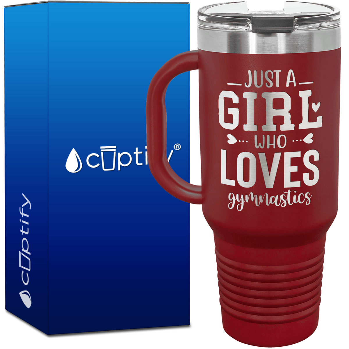 Just a Girl Who Loves Gymnastics Heart 40oz Gymnastics Travel Mug