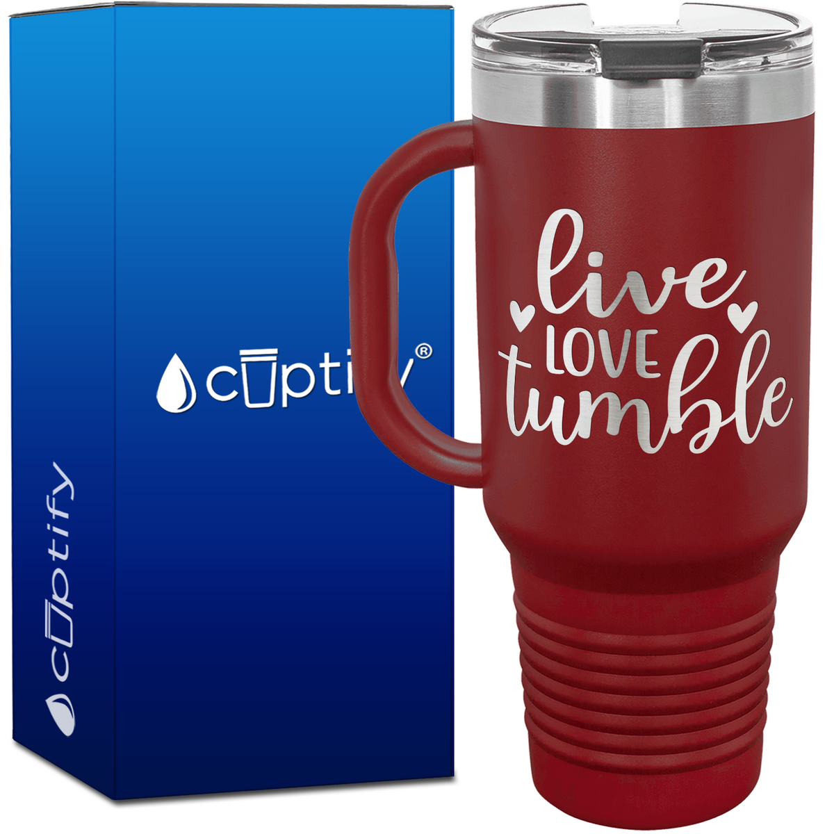 Live Love Tumble Hearts 40oz Gymnastics Travel Mug