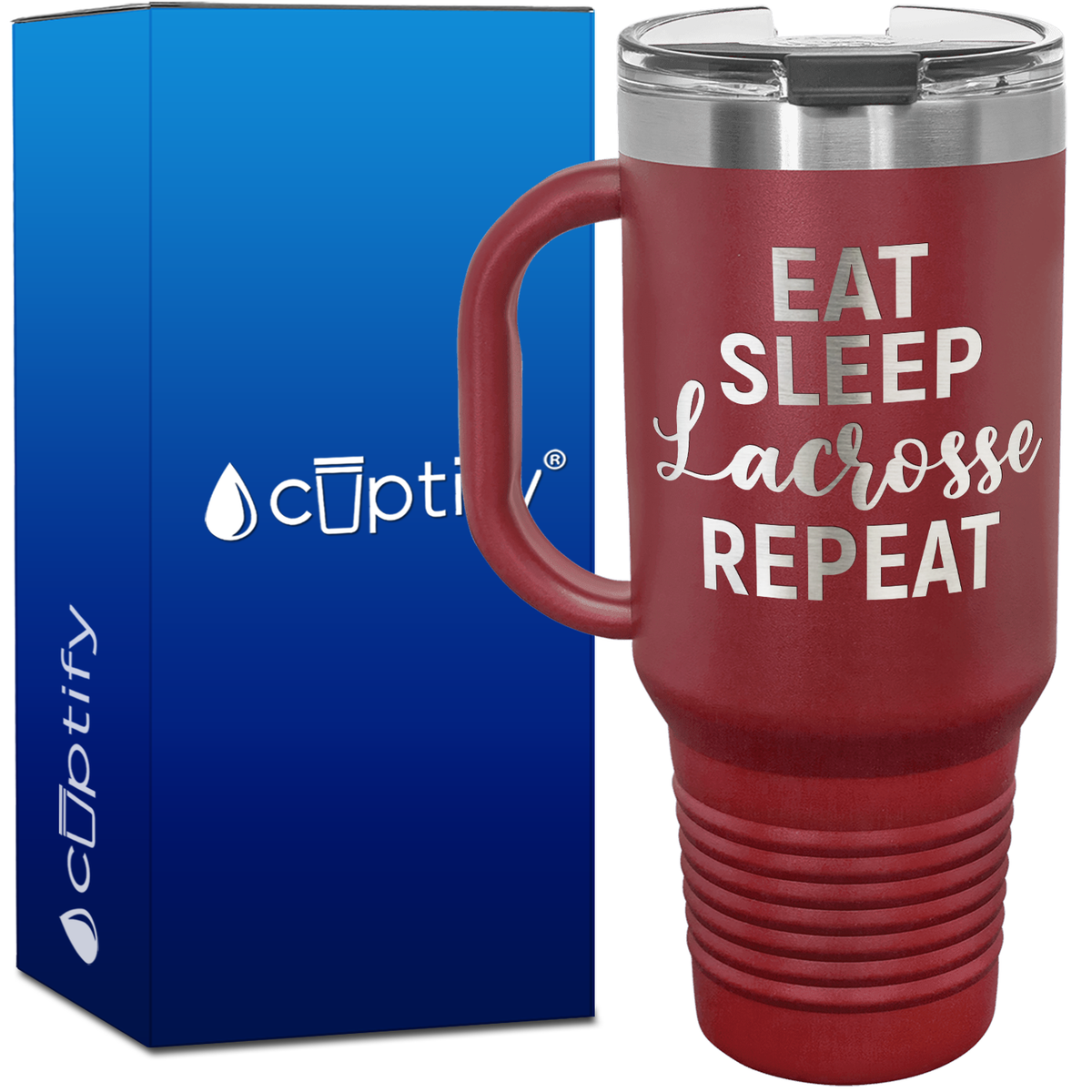 Eat Sleep Lacrosse Repeat Curly 40oz Lacrosse Travel Mug