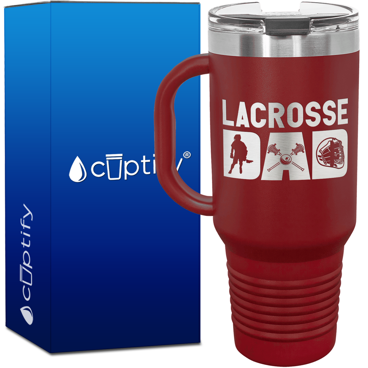 Lacrosse Dad with Silhouette 40oz Lacrosse Travel Mug
