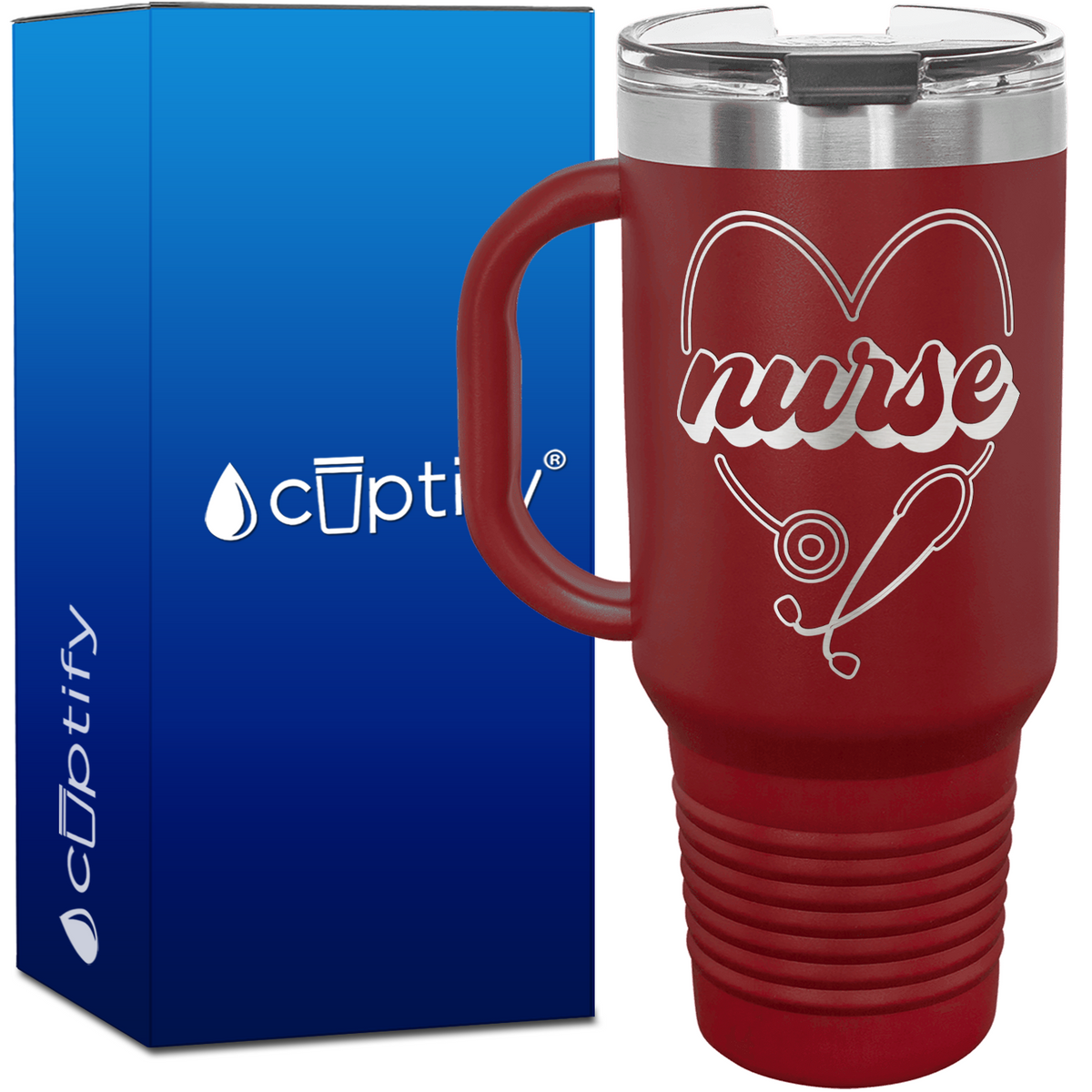 Nurse Stethoscope Heart 40oz Nurse Travel Mug