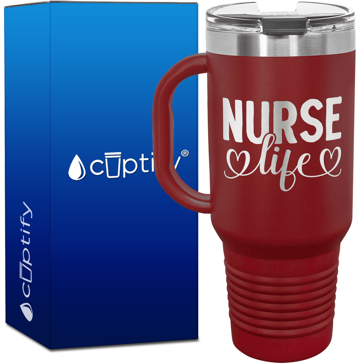 Nurse Life Hearts 40oz Nurse Travel Mug