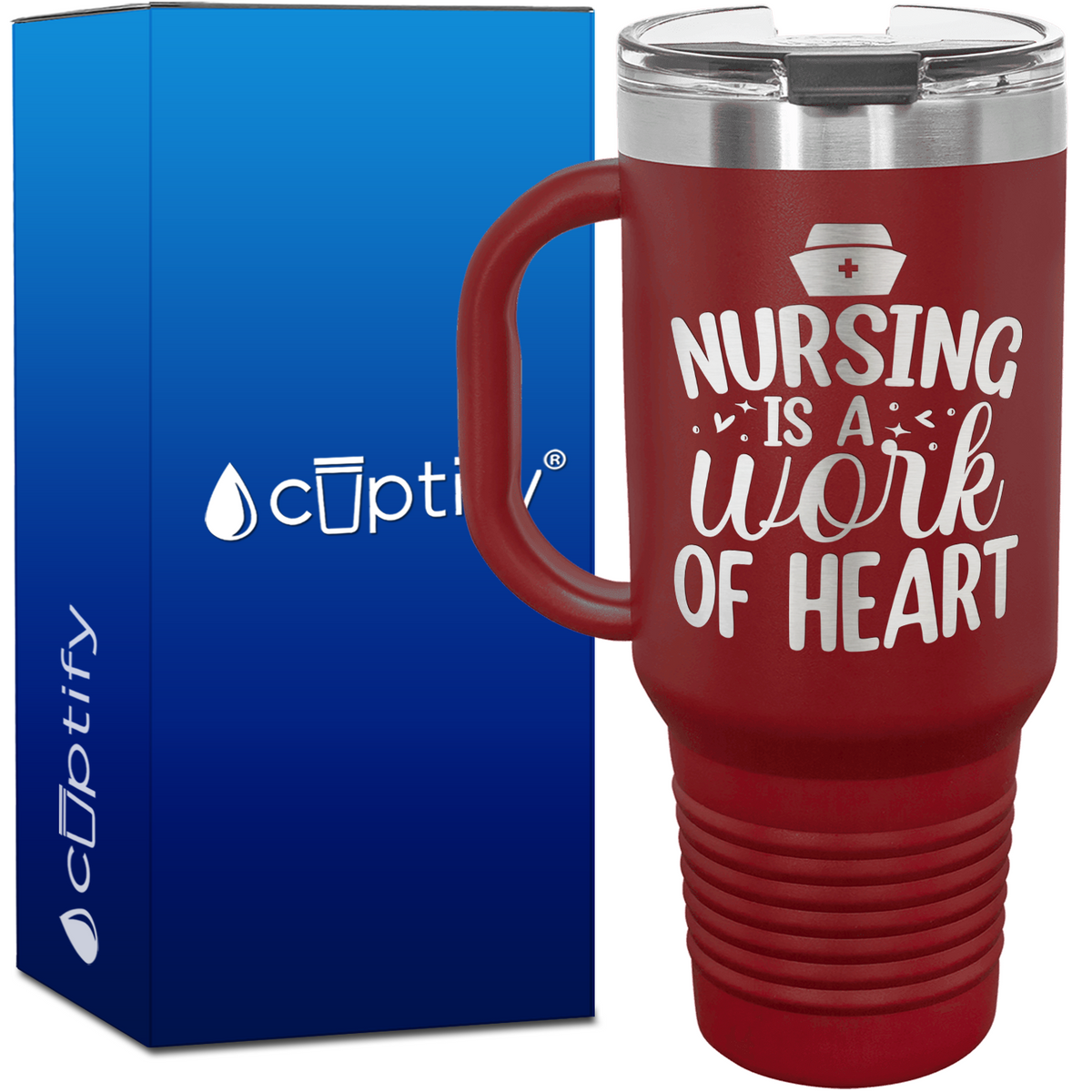 Nursing is a Work of Heart 40oz Nurse Travel Mug