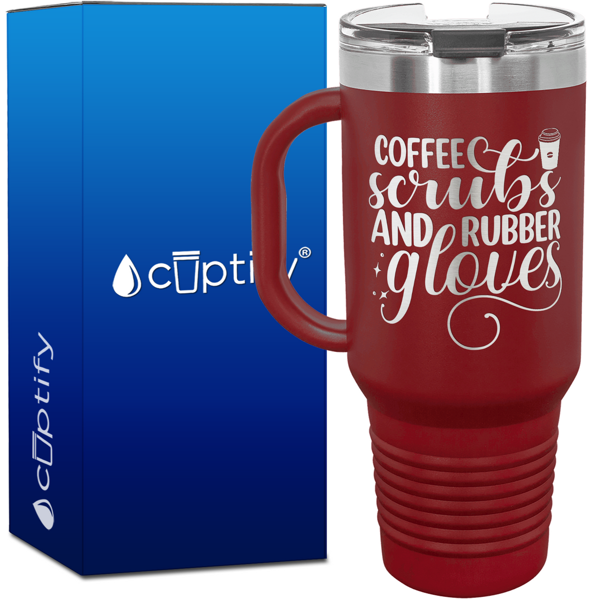 Coffe Scrubs and Rubber Gloves 40oz Nurse Travel Mug