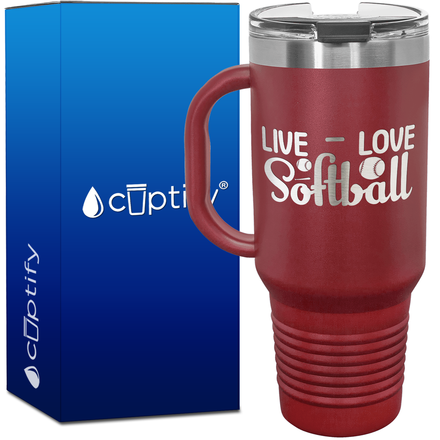 Live Love Softball 40oz Softball Travel Mug