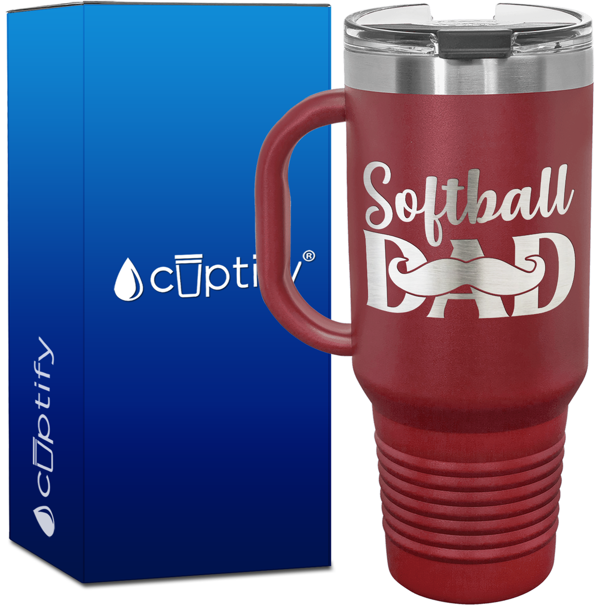 Softball Dad Mustache 40oz Softball Travel Mug