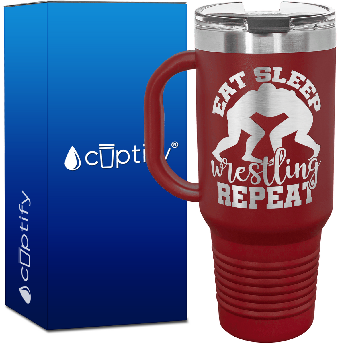 Eat Sleep Wrestling Repeat Wrestlers 40oz Travel Mug