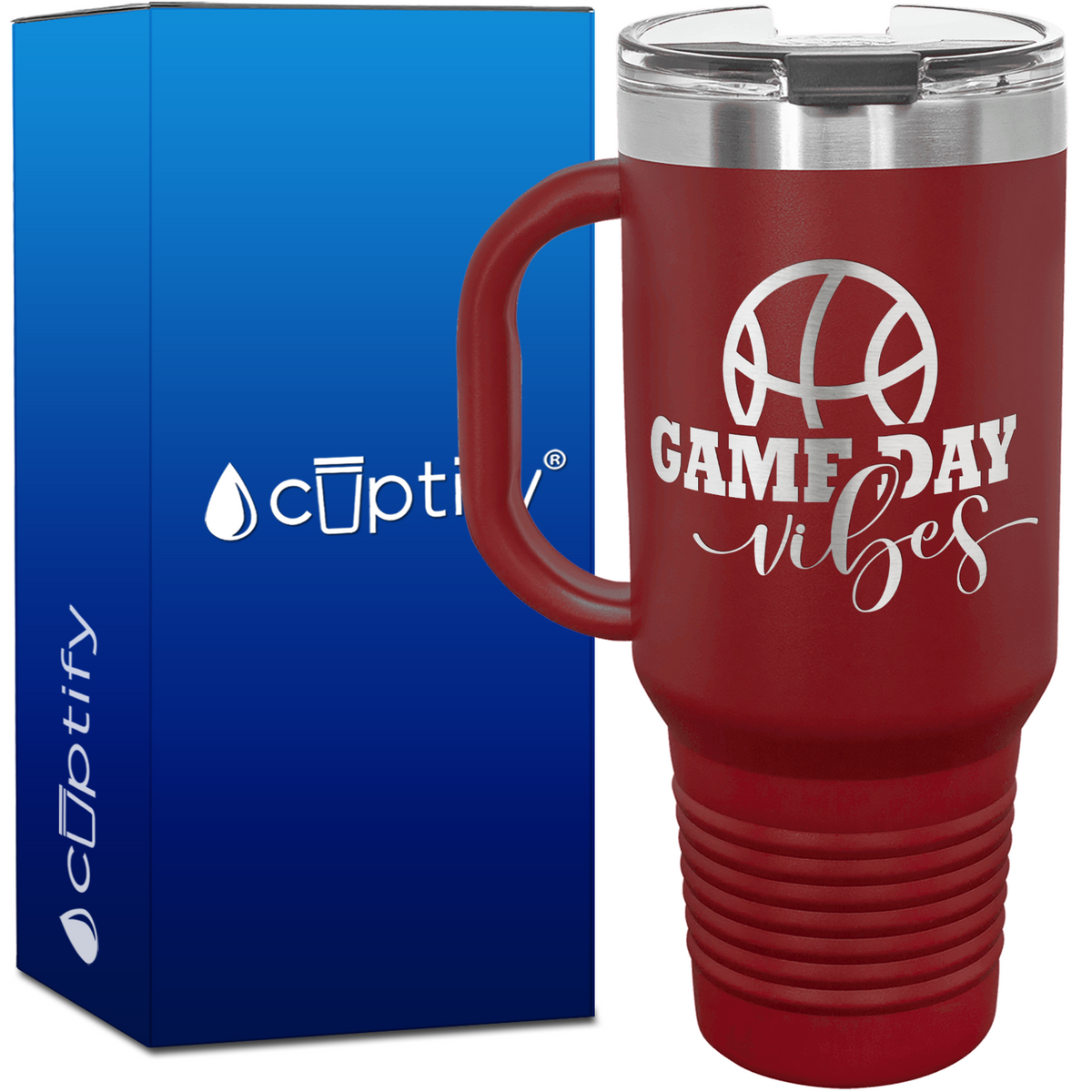 Game Day Vibes 40oz Basketball Travel Mug