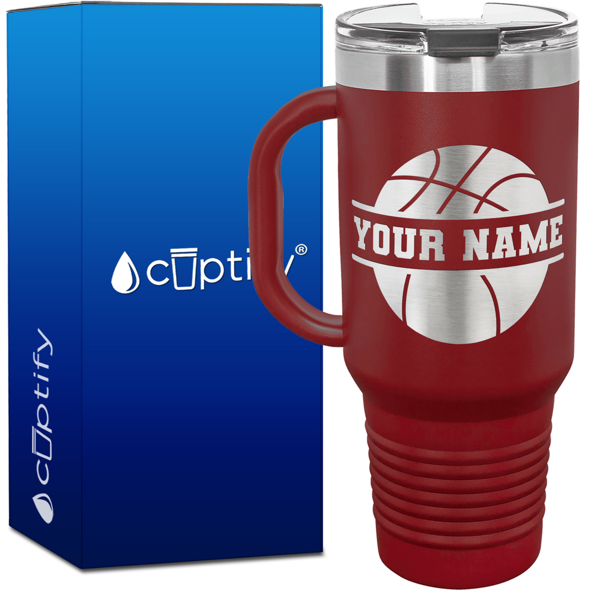 Personalized Basketball 40oz Basketball Travel Mug