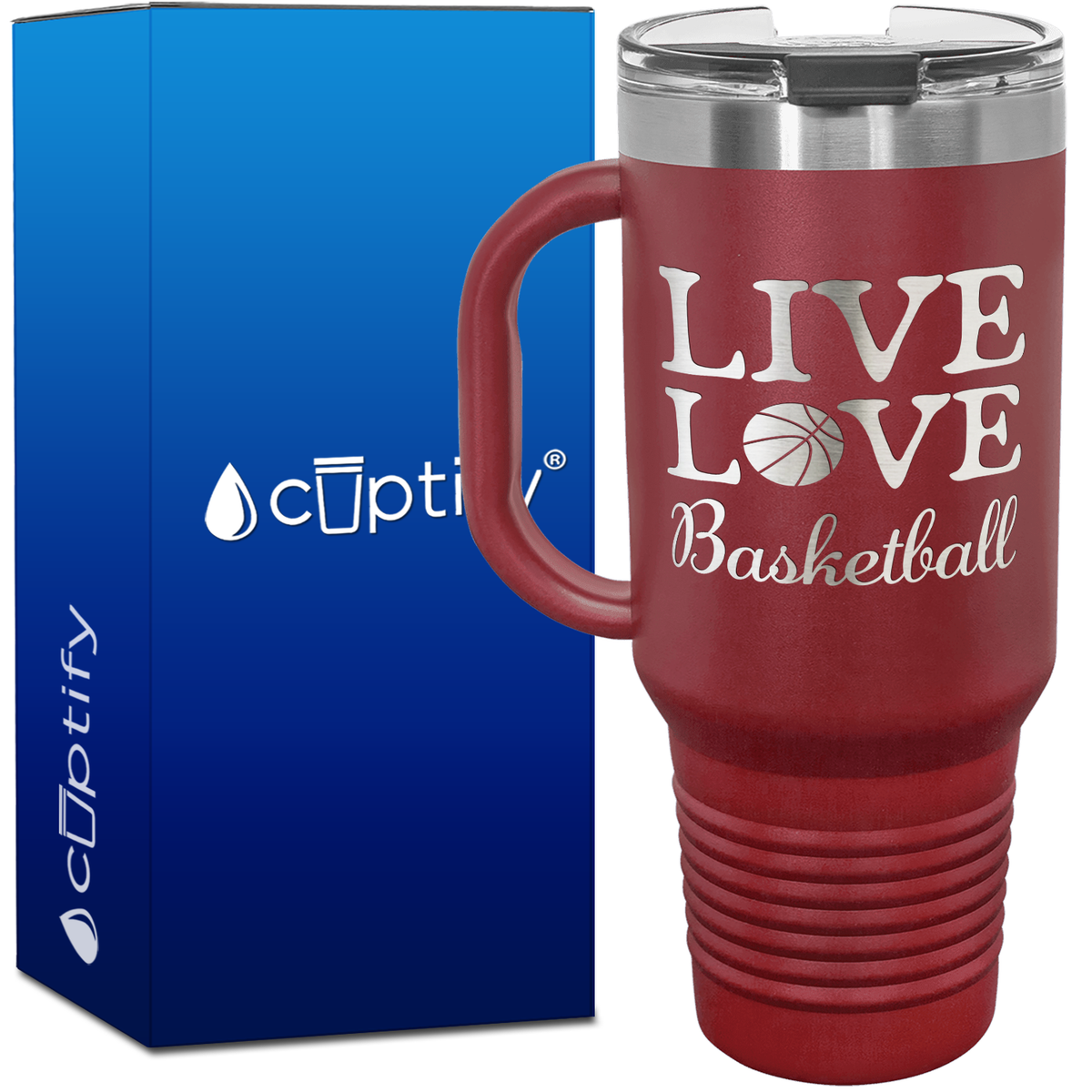 Live Love Basketball 40oz Basketball Travel Mug