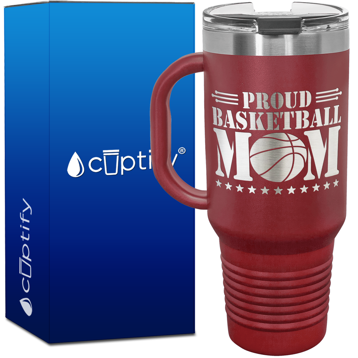 Proud Basketball Mom 40oz Basketball Travel Mug