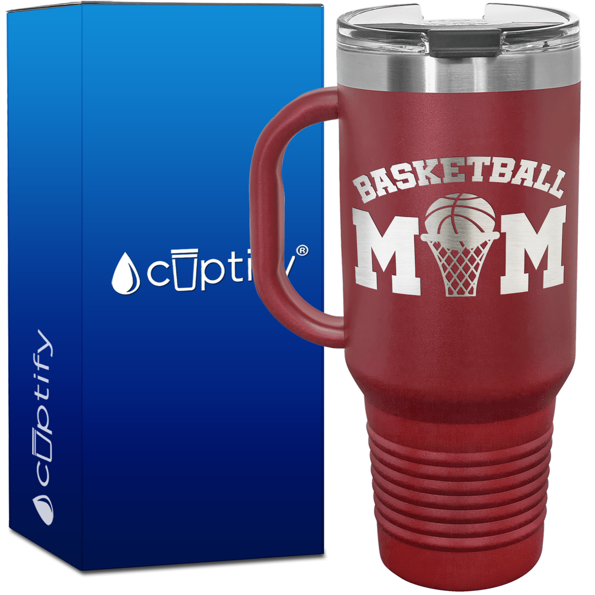 Basketball Mom Ball and Net 40oz Basketball Travel Mug