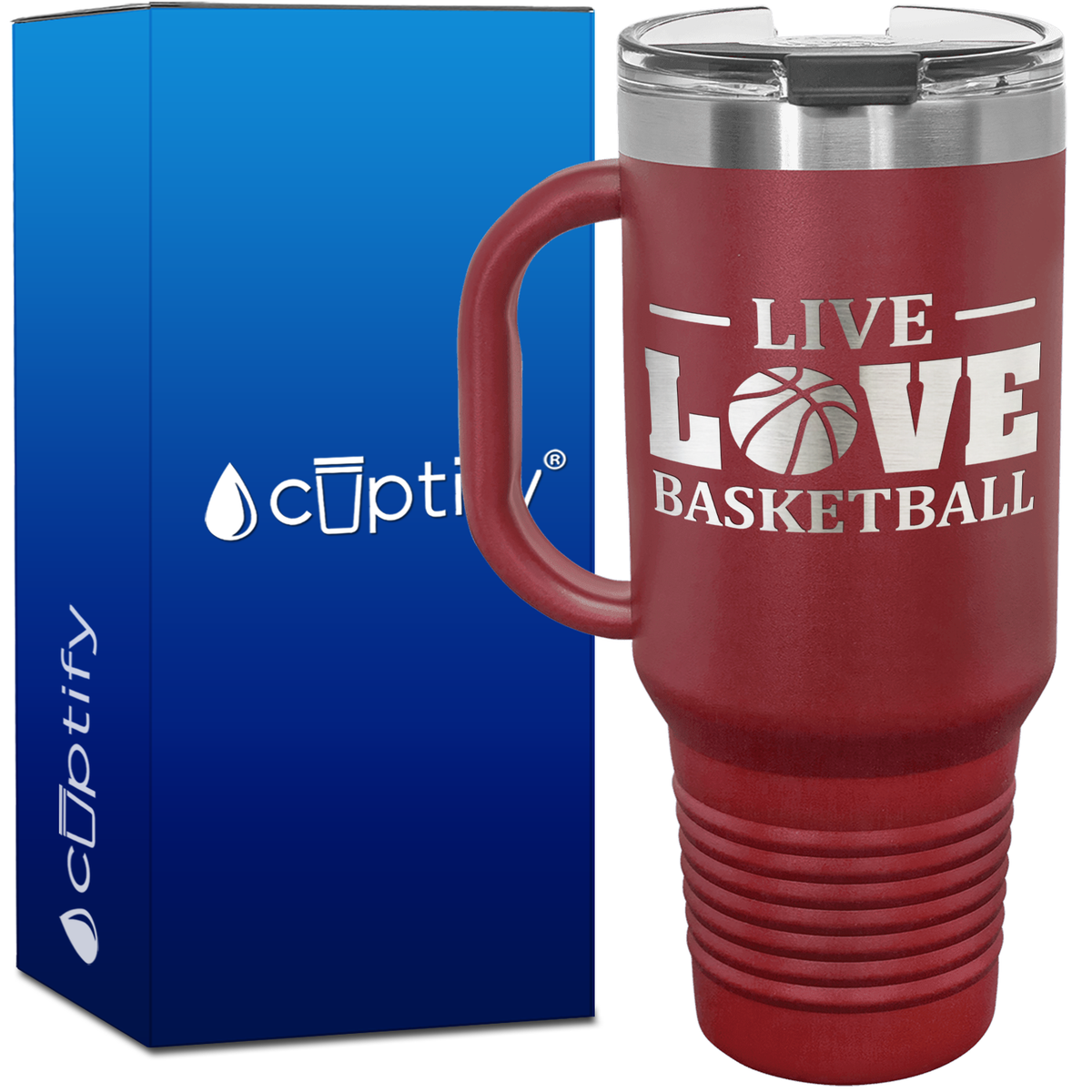 Live Love Basketball Ball 40oz Basketball Travel Mug