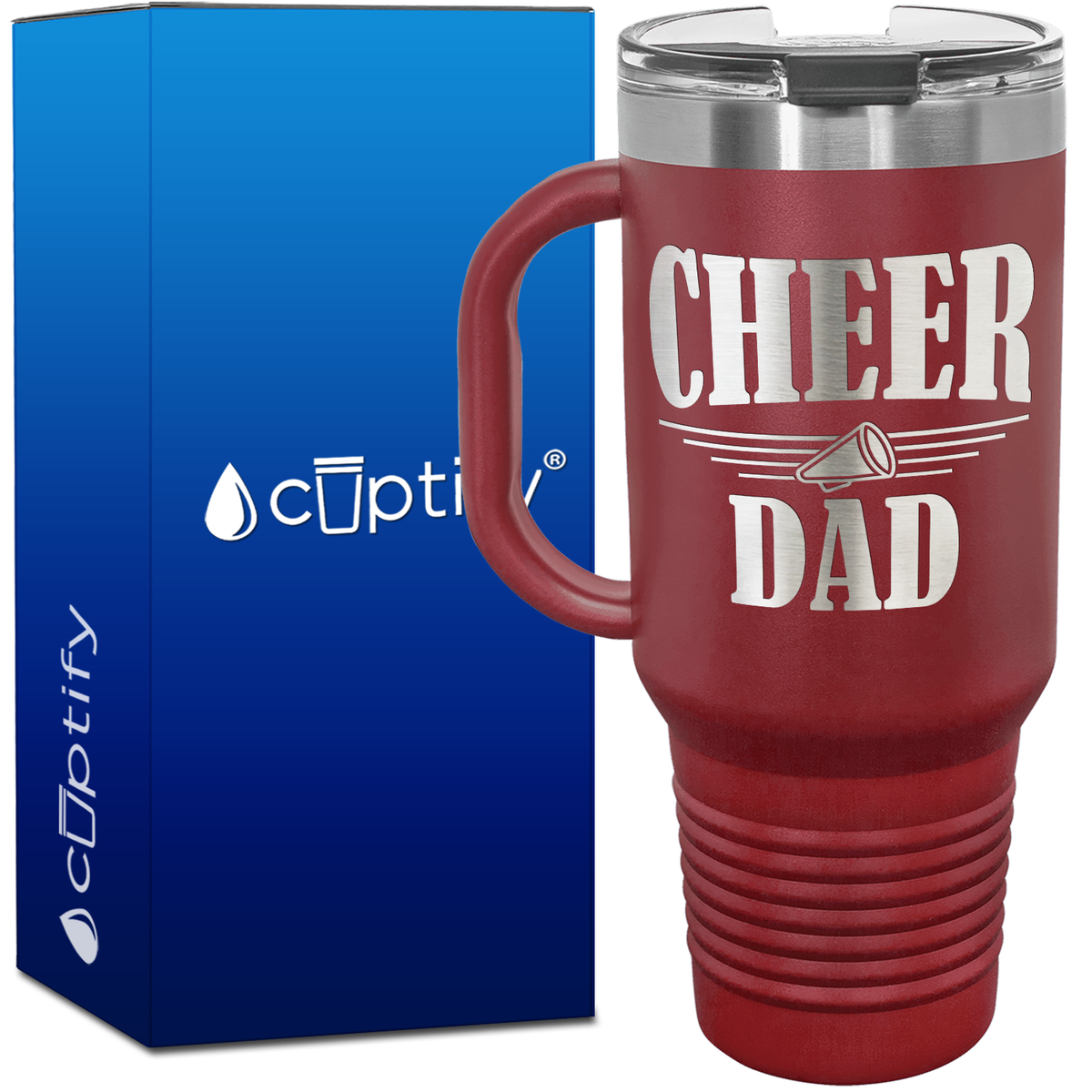 Cheer Dad with Megaphone 40oz Cheer Travel Mug
