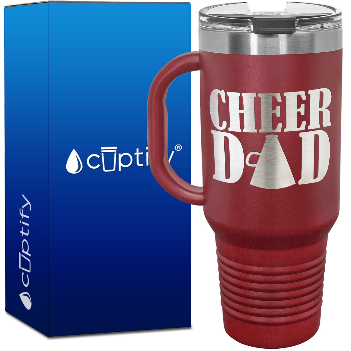 Cheer Dad Megaphone 40oz Cheer Travel Mug