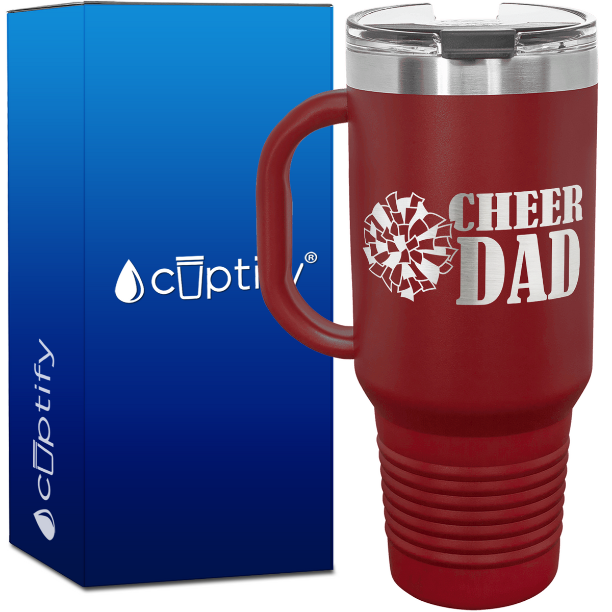 Cheer Dad with Pom Pom 40oz Cheer Travel Mug