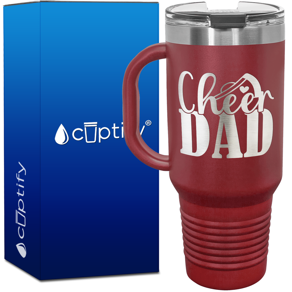 Cheer Dad Megaphone Heart 40oz Cheer Travel Mug