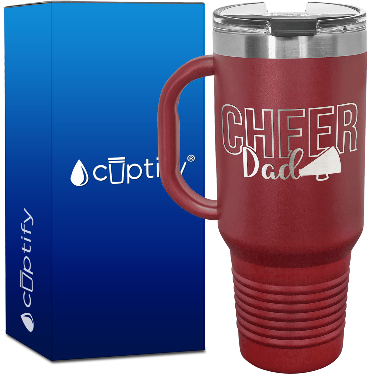 Cheer Dad Megaphone Solid 40oz Cheer Travel Mug