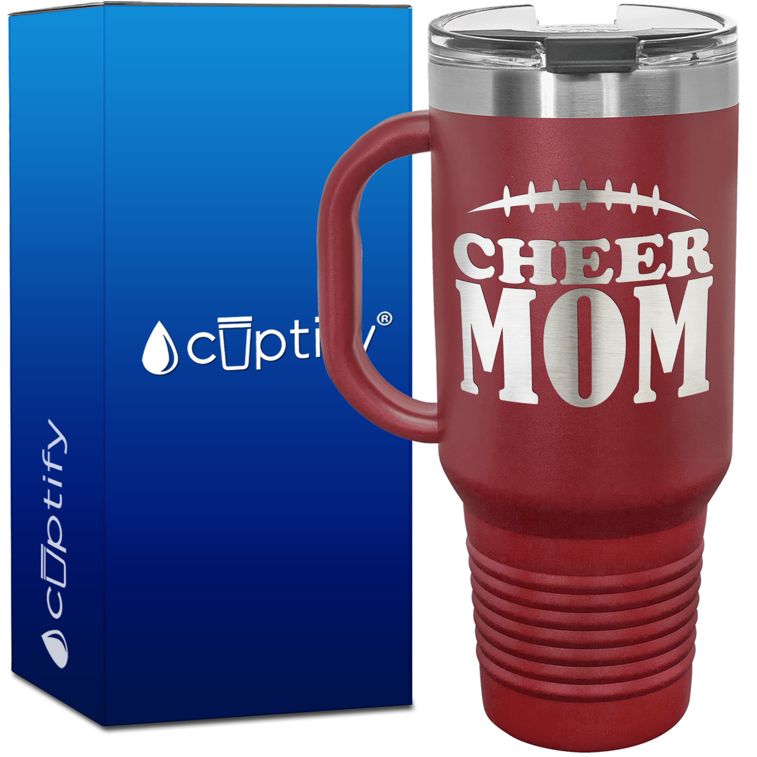 Cheer Mom Football Stitches 40oz Cheer Travel Mug